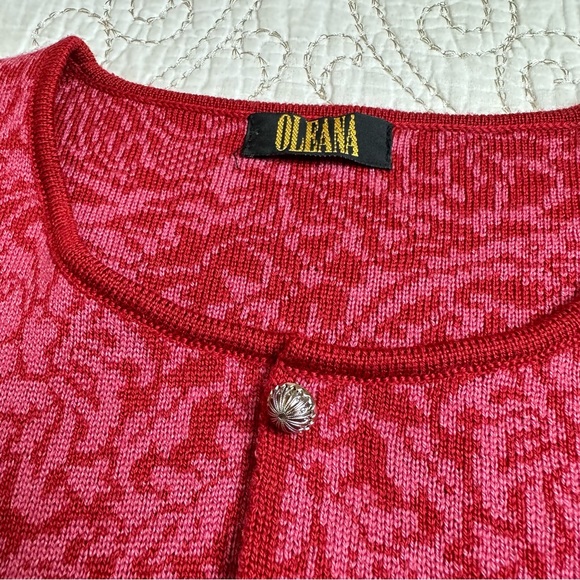 Oleana silk+wool floral jacquard cardigan sweater - Picture 2 of 7